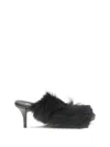 Pedro Garcia Fur-trimmed Mules Sandals In Black