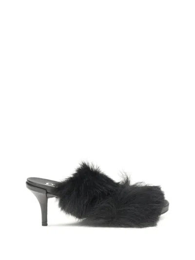 PEDRO GARCIA FUR-TRIMMED MULES SANDALS
