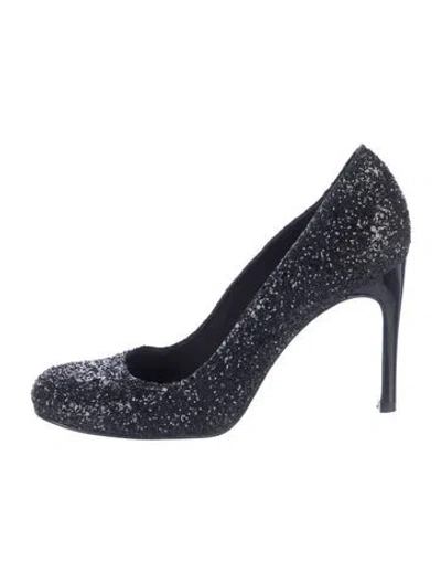 Pre-owned Pedro Garcia Glitter Patterned Pumps In Black