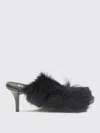 Pedro Garcia Fur-trimmed Mules Sandals In Black
