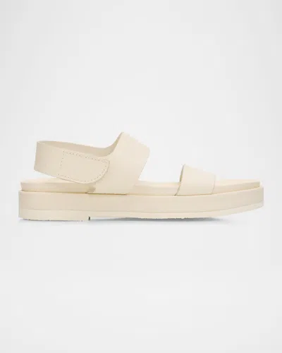 Pedro Garcia Jamili Leather Double-band Flat Sandals In Neutral