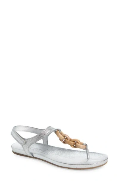 Pedro Garcia Janira Ankle Strap Sandal In Silver Petitgrain Lame-natural