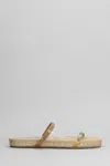 Pedro Garcia Janna Flats In Gold Satin In Brown