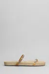 Pedro Garcia Janna Flats In Gold Satin In Brown