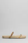Pedro Garcia Janna Flats In Gold Satin In Brown