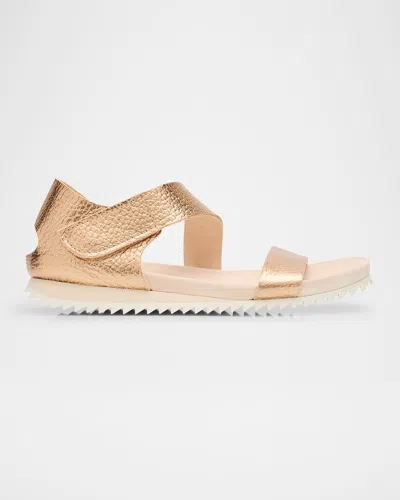 Pedro Garcia Jedda Metallic Ankle-grip Comfort Sandals In Gold