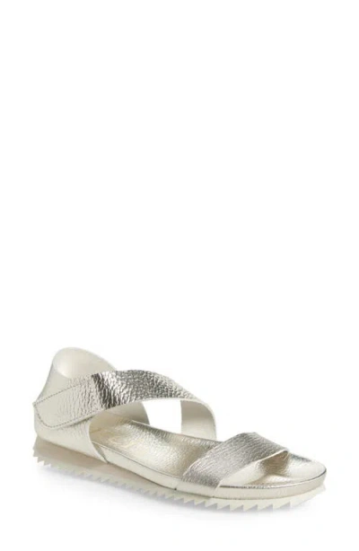 Pedro Garcia Jedda Two Strap Sandal In Sterling Cervo Lame