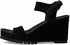 Pedro Garcia Josette Suede Wedge Sandals In Black In Black
