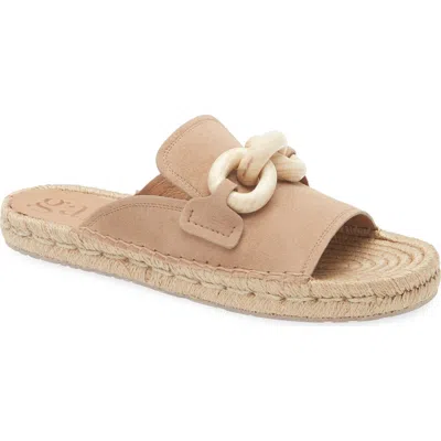 Pedro Garcia Journey Slide Sandal In Beige Plush Suede