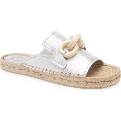Pedro Garcia Journey Slide Sandal In Silver Petitgrain Lame