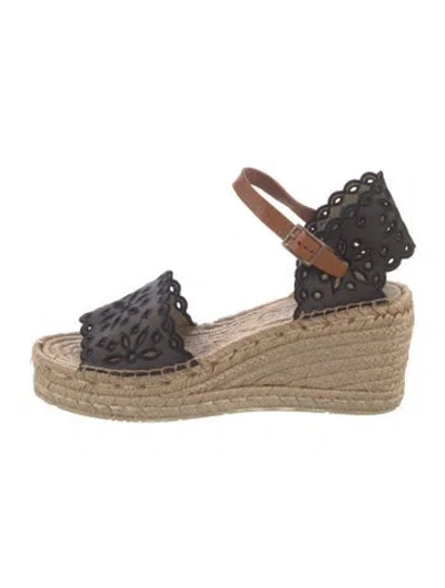 Pre-owned Pedro Garcia Jute Lace Pattern Espadrilles In Black/neutrals