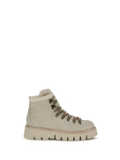 Pedro Garcia Pedro García Lace-up Sherpa-lined Ankle Boot In Beige