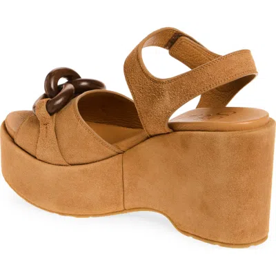Pedro Garcia Lady Ankle Strap Platform Wedge Sandal In Brown