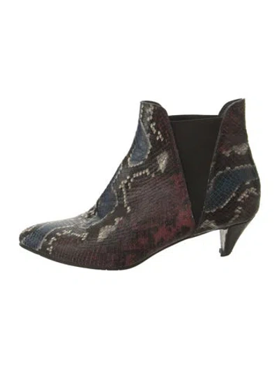 Pre-owned Pedro Garcia Leather Animal Print Chelsea Boots In Burgundy
