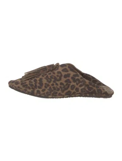 Pre-owned Pedro Garcia Leather Animal Print Mules In Brown