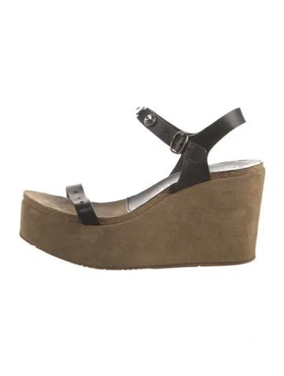 Pre-owned Pedro Garcia Leather Crystal Embellishments Sandals In Brown