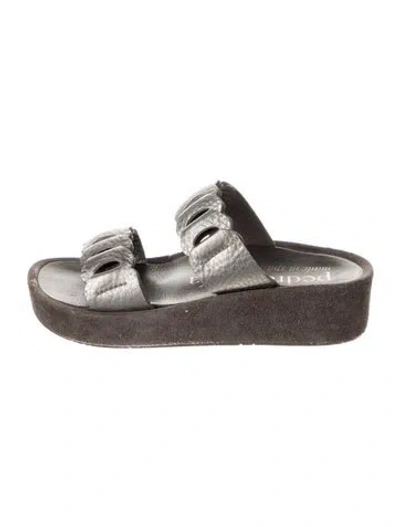 Pre-owned Pedro Garcia Leather Cutout Accent Espadrilles In Gray