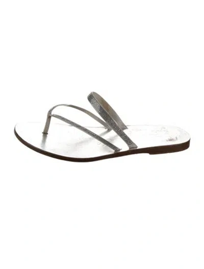 Pre-owned Pedro Garcia Leather Flip Flops In Silver