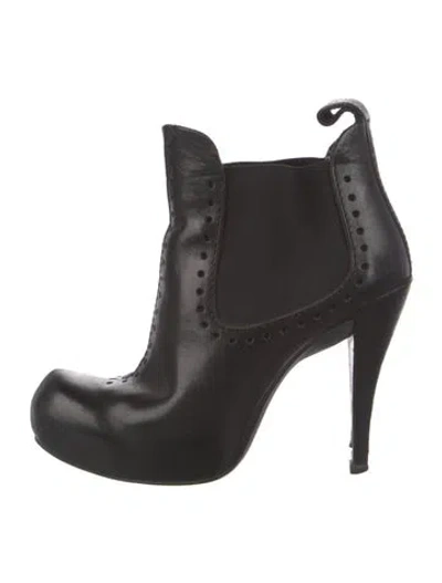 Pre-owned Pedro Garcia Leather Lasercut Accents Boots In Black