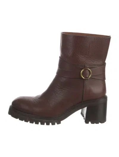 Pre-owned Pedro Garcia Leather Moto Boots In Brown