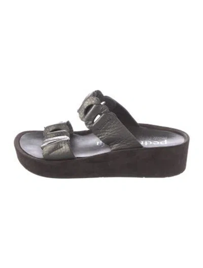 Pre-owned Pedro Garcia Leather Slides In Gray