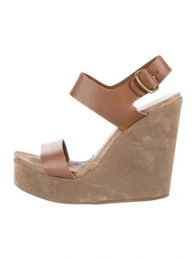 Pre-owned Pedro Garcia Leather Slingback Sandals In Neutral
