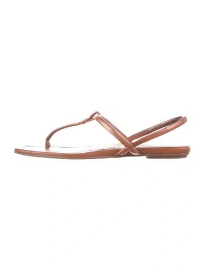 Pre-owned Pedro Garcia Leather T-strap Sandals In Brown