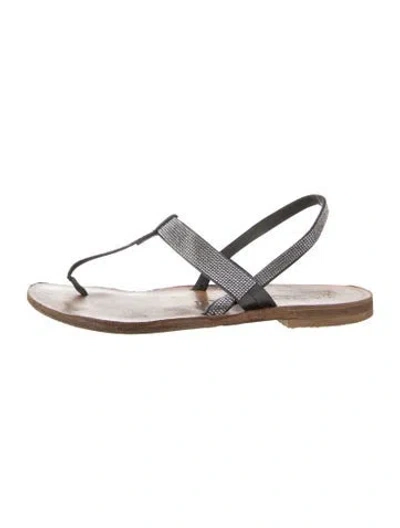Pre-owned Pedro Garcia Leather T-strap Sandals In Silver