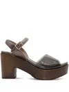 Pedro Garcia Metallic Leather Platform Sandals In Brown
