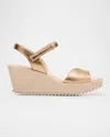 Pedro Garcia Metallic Leather Wedge Platform Sandals In Cava Rose Gold