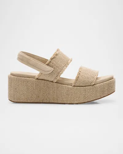 Pedro Garcia Natty Linen Flatform Sandals In Flax