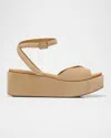 Pedro Garcia Nereida Suede Flatform Sandals In Flax
