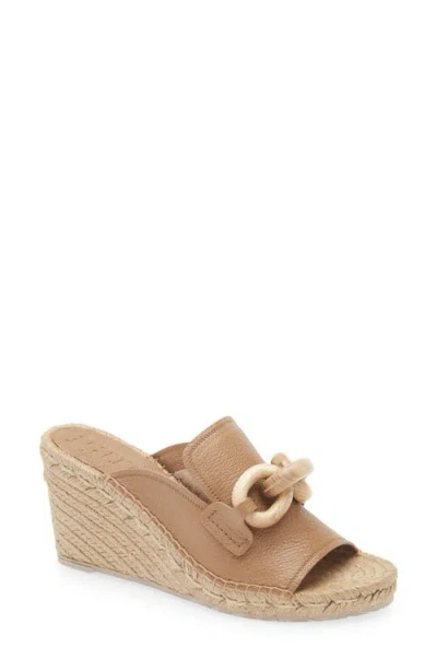 Pedro Garcia Oliveta Wedge Sandal In Beige Petit Grain