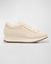 Pedro Garcia Orinda Suede Shearling Platform Sneakers In Basmati
