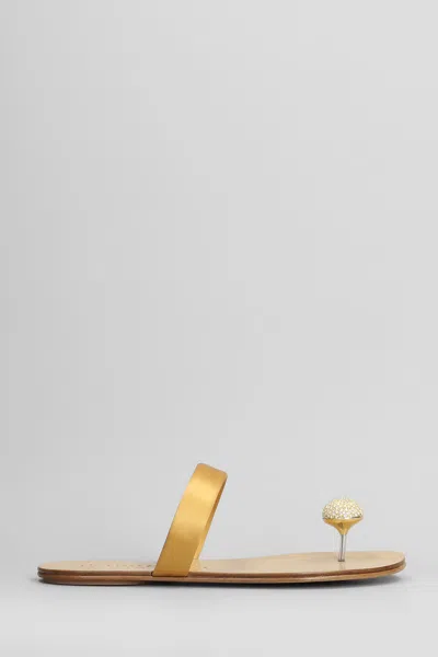 Pedro Garcia Pacha Flats In Gold Satin