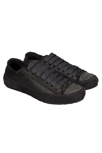 Pedro Garcia Parson Laced Sneakers Off Black Tonal Satin