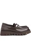 Pedro Garcia Patent-leather Platform Loafers In Brown