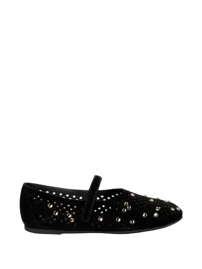 Pedro Garcia Perforated Embellished Flats In Black
