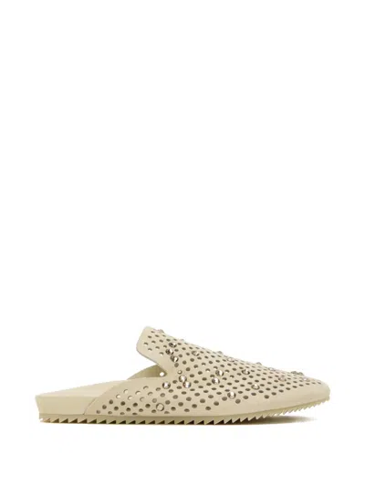 Pedro Garcia Perforated Embellished Mules In Neutral