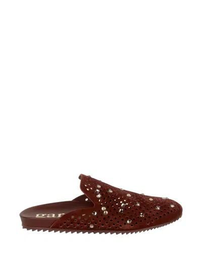 Pedro Garcia Pierced Studded Mules In Brown