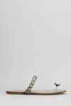 Pedro Garcia Pipa Flats In Silver Satin In Silver