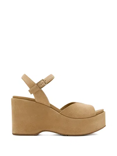 Pedro Garcia Platform Buckle Sandals In Neutral