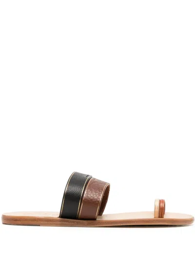Pedro Garcia Priyana Flat Toe Ring Sandals In Brown