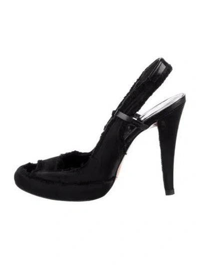 Pre-owned Pedro Garcia Raw-edge Trim Slingback Pumps In Black