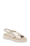 Pedro Garcia Reme Slingback Sandal In White Gold Cervo Lame
