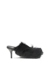 Pedro Garcia Fur-trimmed Mules Sandals In Black