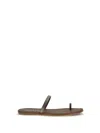 Pedro Garcia Brown Leather Flat Sandals In Brown