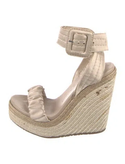 Pre-owned Pedro Garcia Satin Animal Print Espadrilles In Neutral