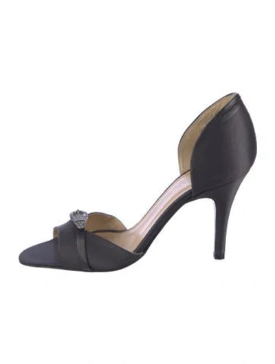 Pre-owned Pedro Garcia Satin Crystal Embellishments Sandals In Blue