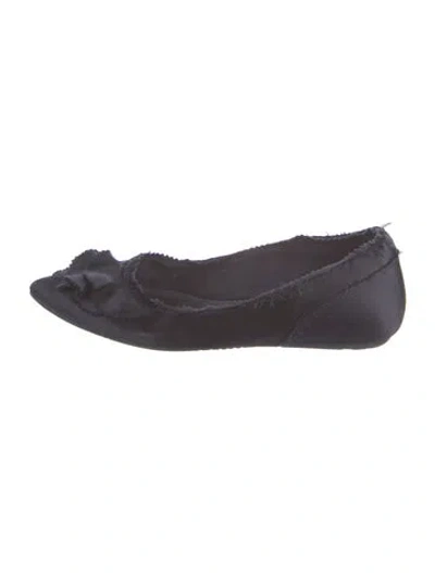 Pre-owned Pedro Garcia Satin Distressed Accents Flats In Blue